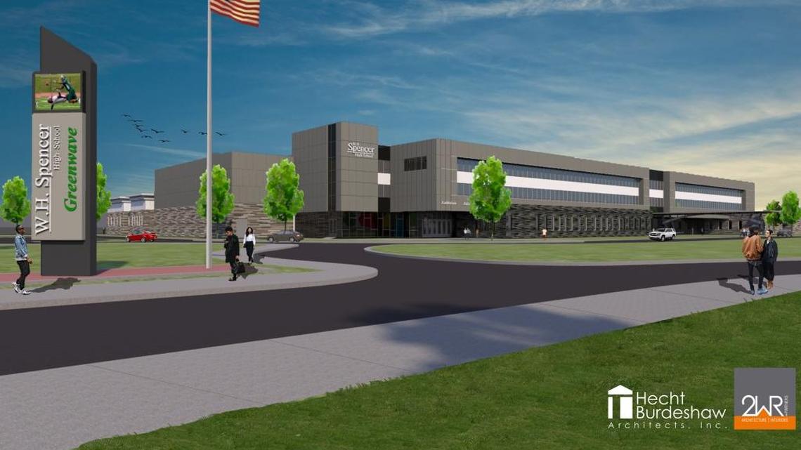 Artist rendering of the new Spencer High School being constructed on 37 acres between Fort Benning Road and Cusseta Road in south Columbus.