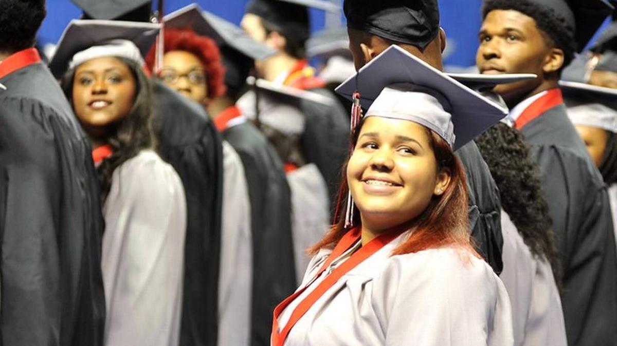 Students graduate from Shaw High School at the Columbus Civic Center in May.
