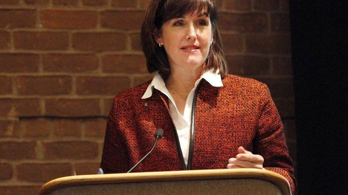 In this Feb. 8, 2015, file photo, Betsy Covington, president and CEO of the Community Foundation of the Chattahoochee Valley, addresses the Department of Army Community Listening Session in the Columbus Convention & Trade Center.