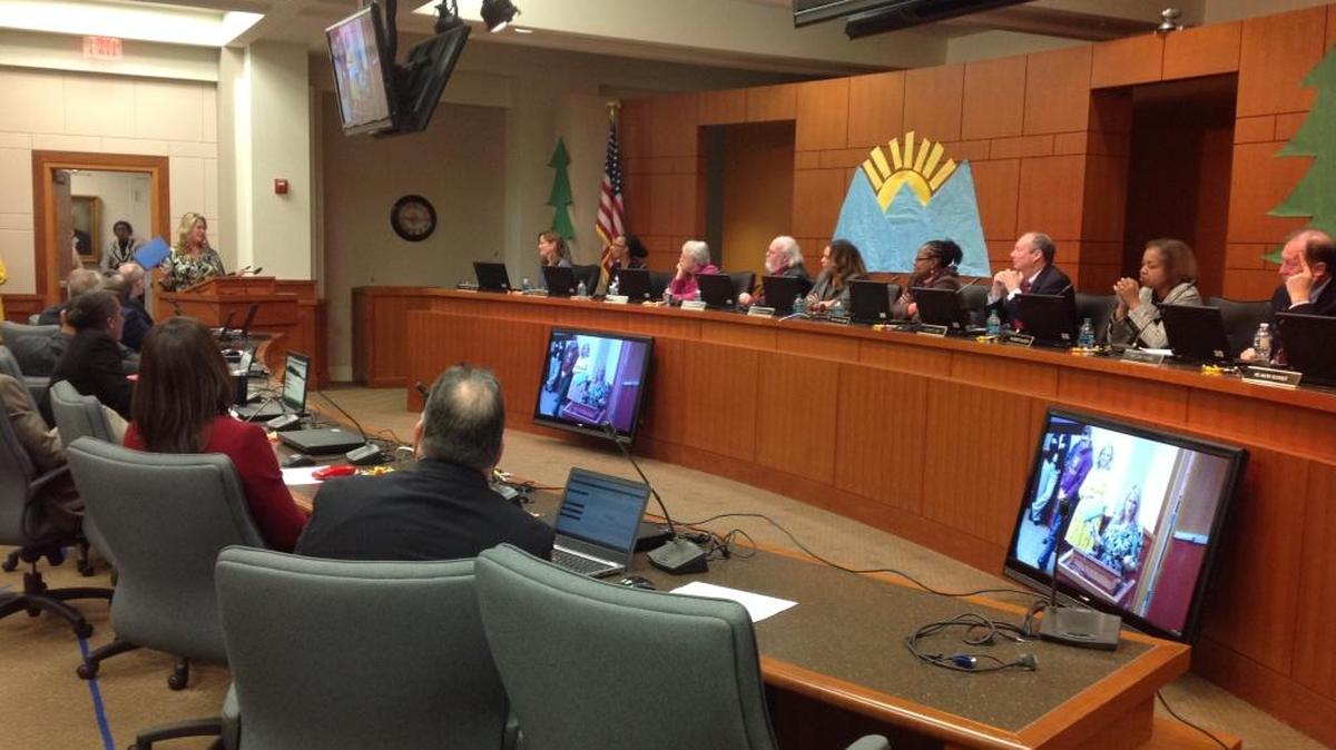 Andrea Toole, a fifth-grade teacher at Blanchard Elementary School, speaks during the Muscogee County School Board’s meeting Nov. 27, 2017, as one of the nine MCSD teachers the Muscogee Educational Excellence Foundation sent to Harvard University this summer for the professional development program called Project Zero.