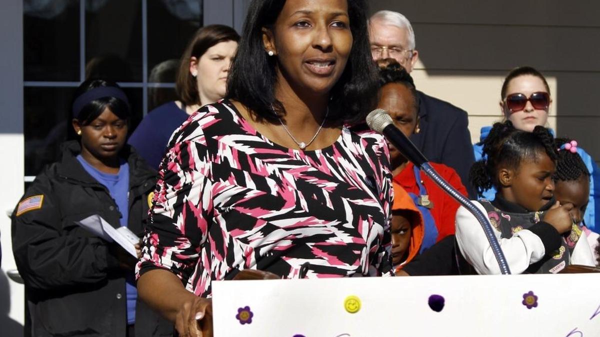 Vanessa Jackson announces her bid for the District 3 Muscogee County School Board seat Monday at the Childcare Network on Hamilton Road. Jackson is the director of the childcare facility.