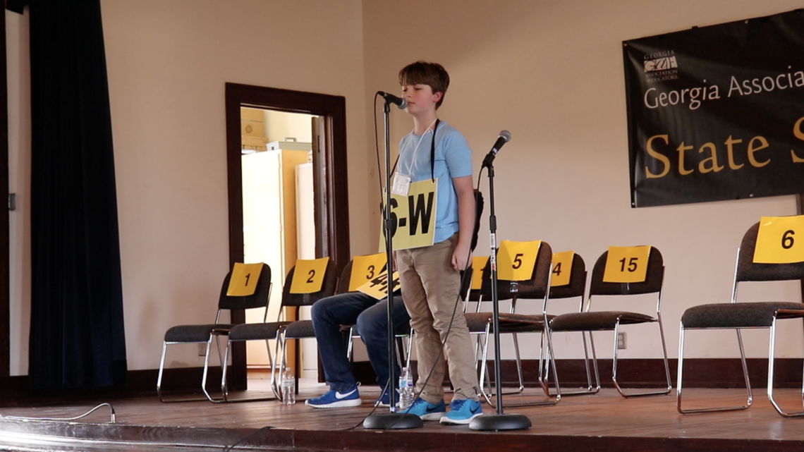 Owen Steele is one of only two contestants left on stage out of 19 participants Friday in the 2018 Georgia Association of Educators State Spelling Bee at the Jimmy Carter National Historic Site in Plains.