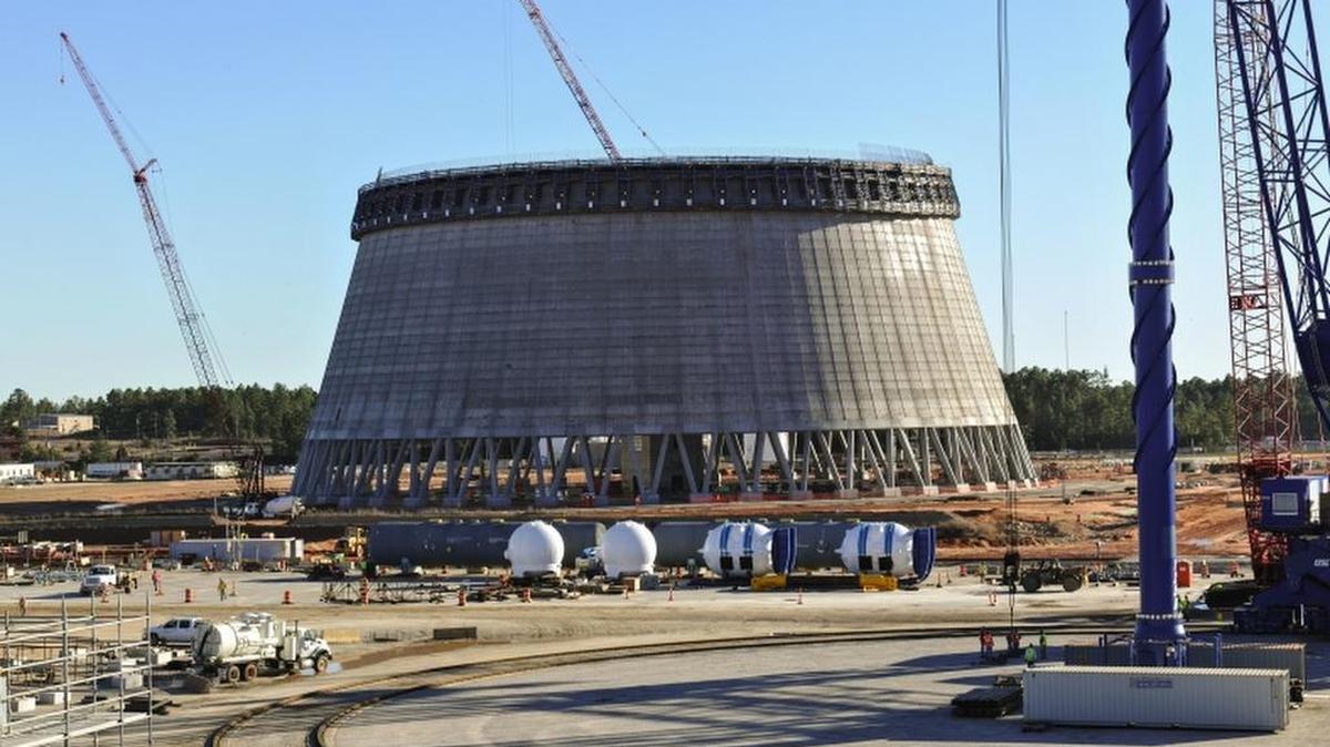Plant Vogtle cooling tower under construction.