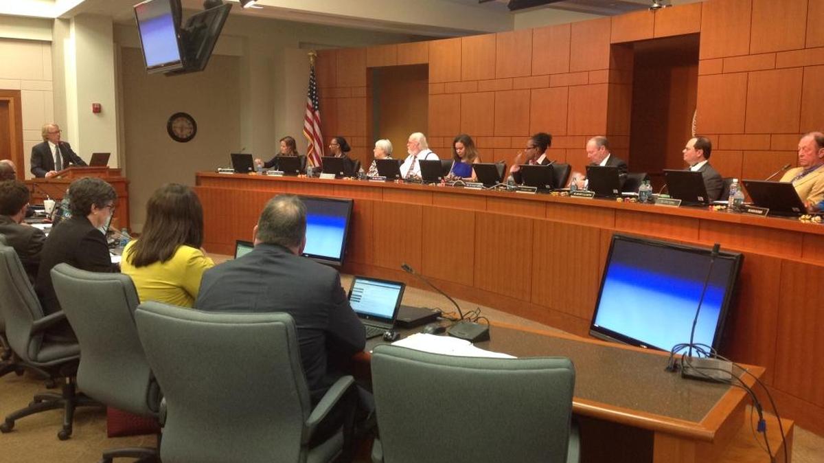 Charles E. Cox Jr., a lawyer from Macon hired by the Muscogee County School Board as an independent counsel to determined how the board’s controversial conduct might affect the school district’s accreditation, presents his report during the board’s monthly meeting Oct. 16, 2017, in the Muscogee County Public Education Center.