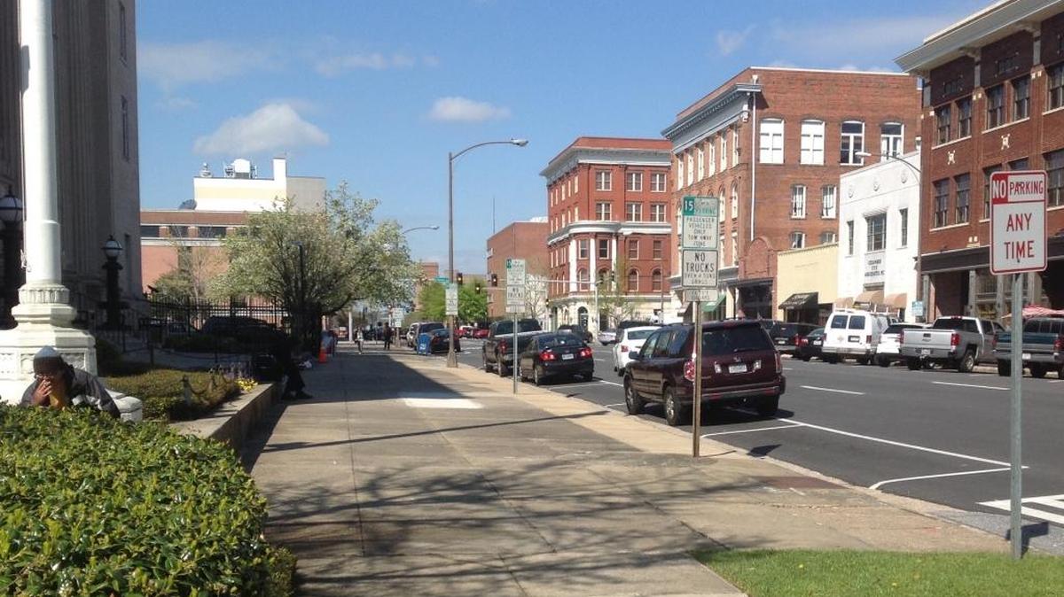 These five parking spots in front of the federal courthouse on 12th Street will be eliminated.