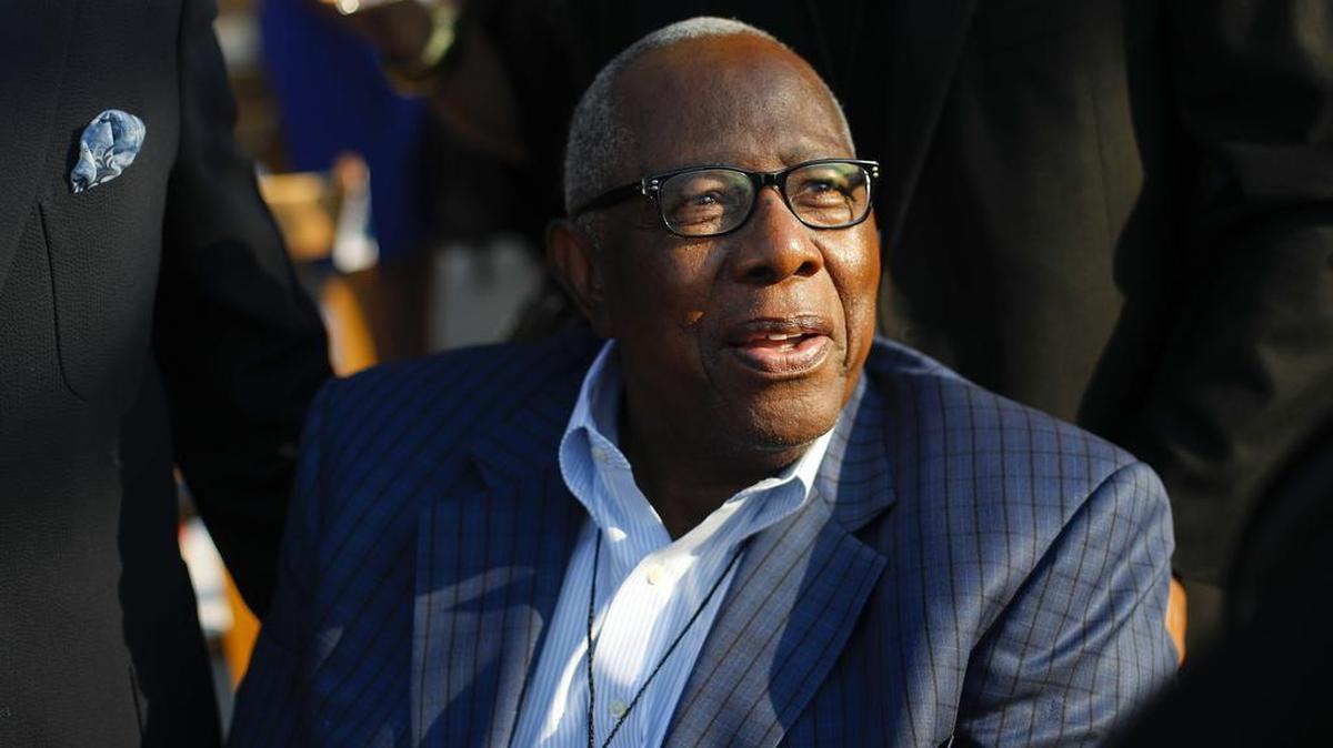 Baseball Hall of Famer Hank Aaron arrives for the dedication ceremony of the Smithsonian Museum of African American History and Culture on the National Mall in Washington on Saturday.