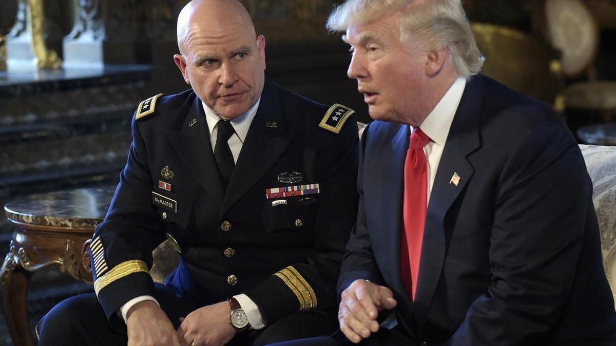 President Trump with Army Lt. Gen. H.R. McMaster, his new national security advisor, at Trump's Mar-a-Lago estate in Palm Beach, Fla., on Monday.
