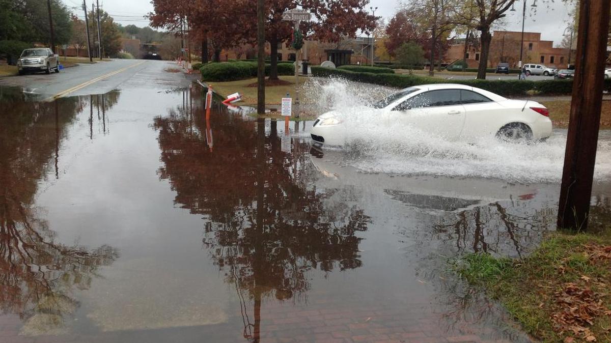 The heavy rains that backed up Historic District storm drains Tuesday have moved out of the area.