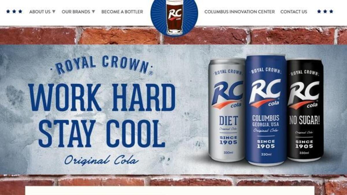 Screenshot from the RC Cola International website showing the can designs.