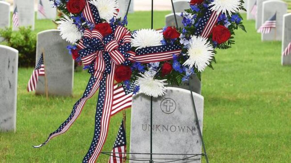 A wreath placed at the grave site of the unknown solider at Fort Benning’s Main Post Cemetery on Monday during a Memorial Day ceremony.