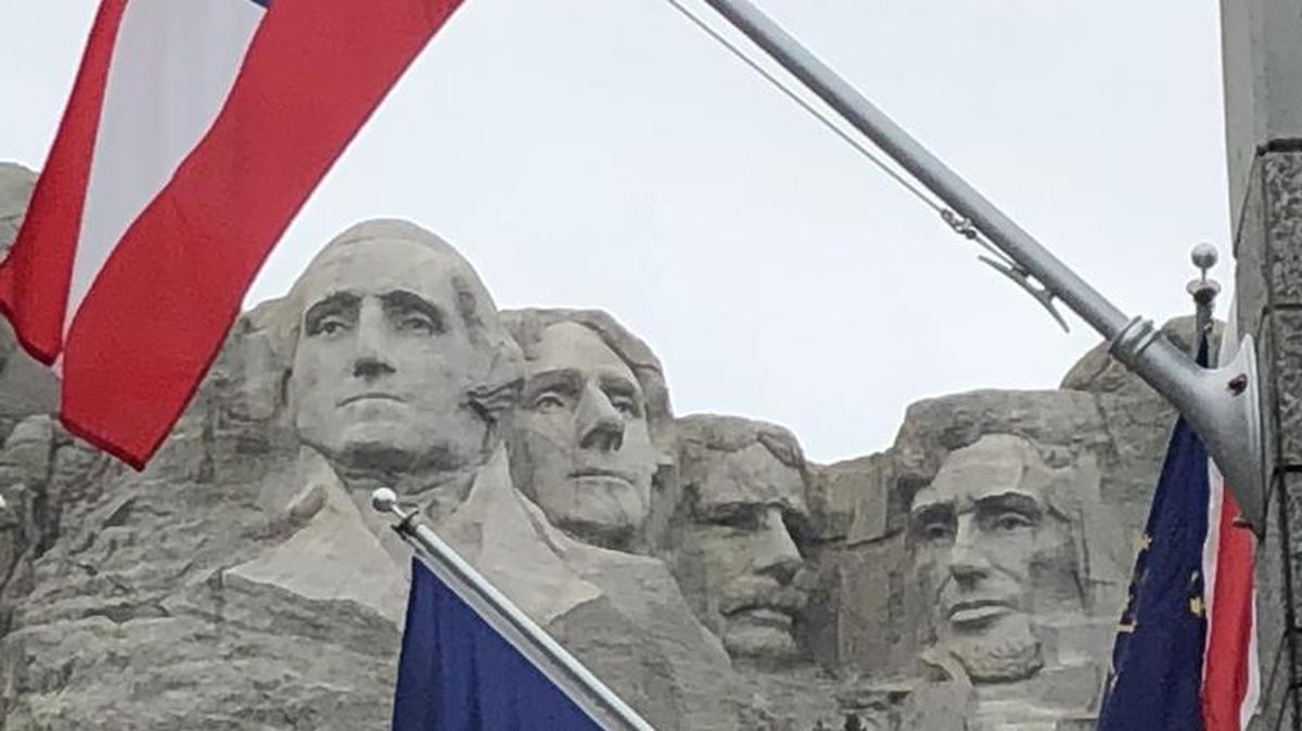 Mount Rushmore in the background last week as the fog lifted and the national monument was visable for the first time in days.