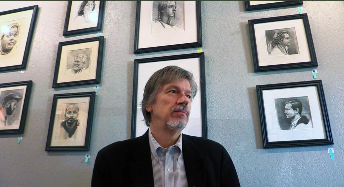 Artist Garry Pound created more than 90 portraits of regular customers at Fountain City Coffee in downtown Columbus. The portraits are now on display in the coffee shop.