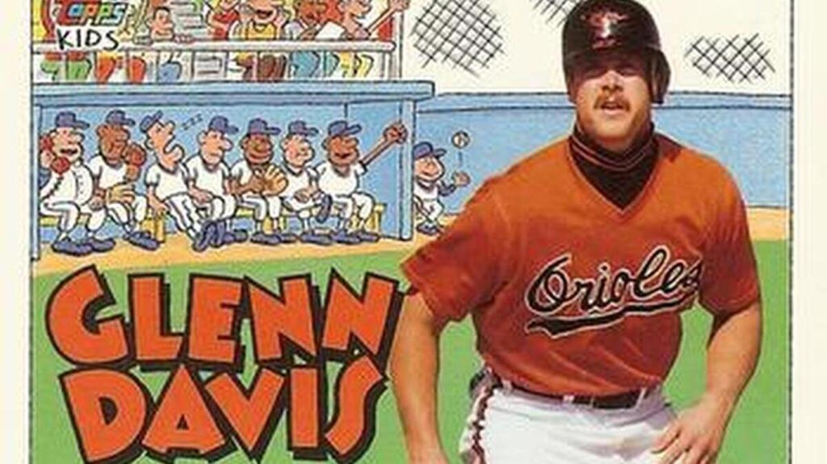 Glenn Davis’ 1992 Topps baseball card for children.