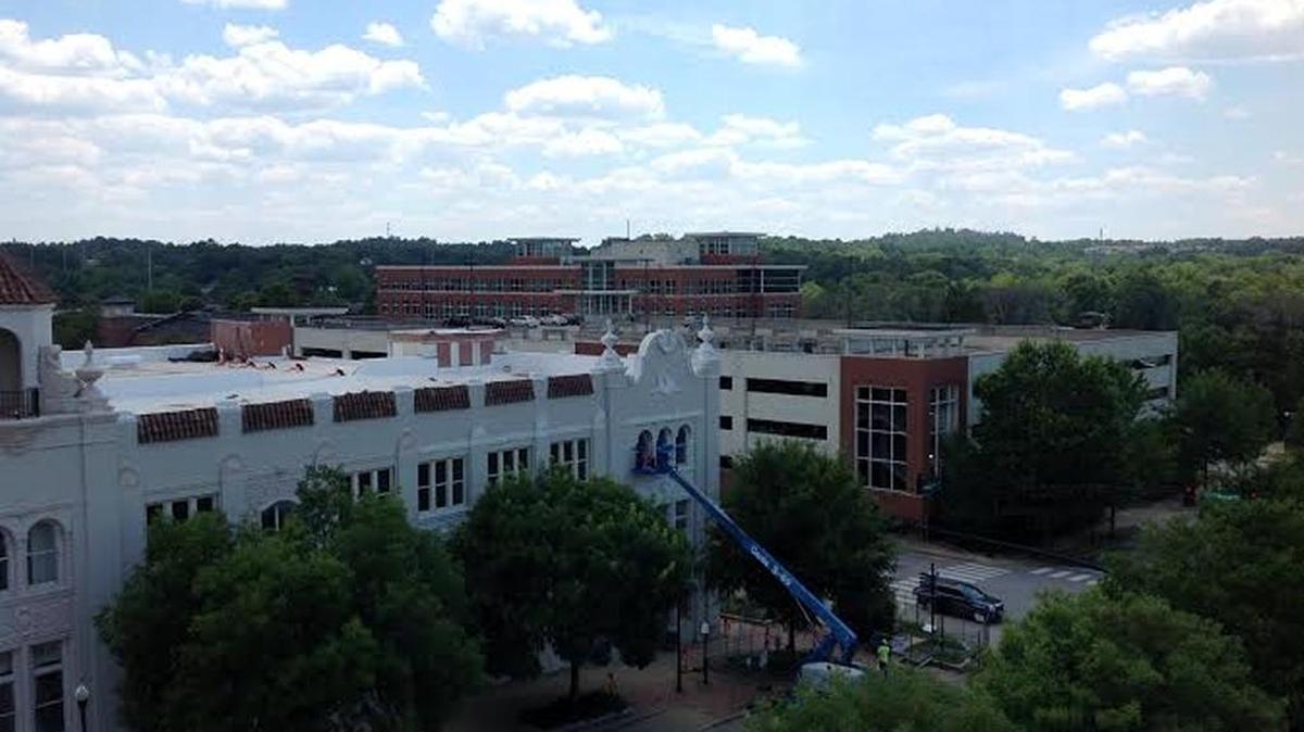View from the roof of the former Aaron’s Rents building at 1201 Broadway.