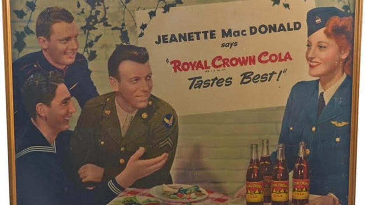 Hollywood starlett Jeanette MacDonald was featured in a 1943 Royal Crown Cola ad.