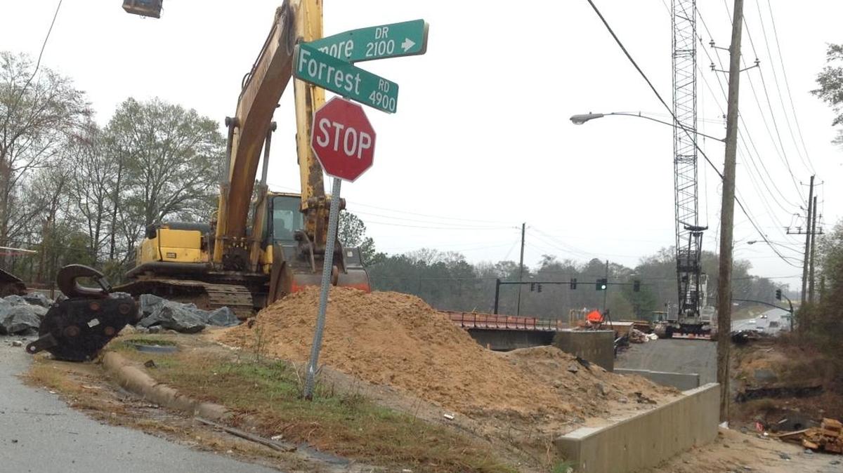 Detour this week is a sign that work is moving ahead on the long-running Forrest Road bridge project.