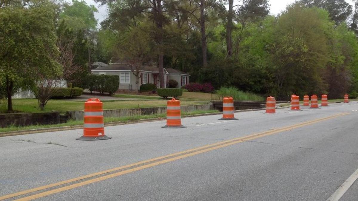 Orange barrels have blocked the west lane of Cherokee Avenue for what seems like months, with no apparent work being done.