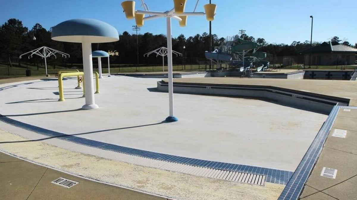 The splashpad at the the Shirley Winston Supercenter swimming pool.