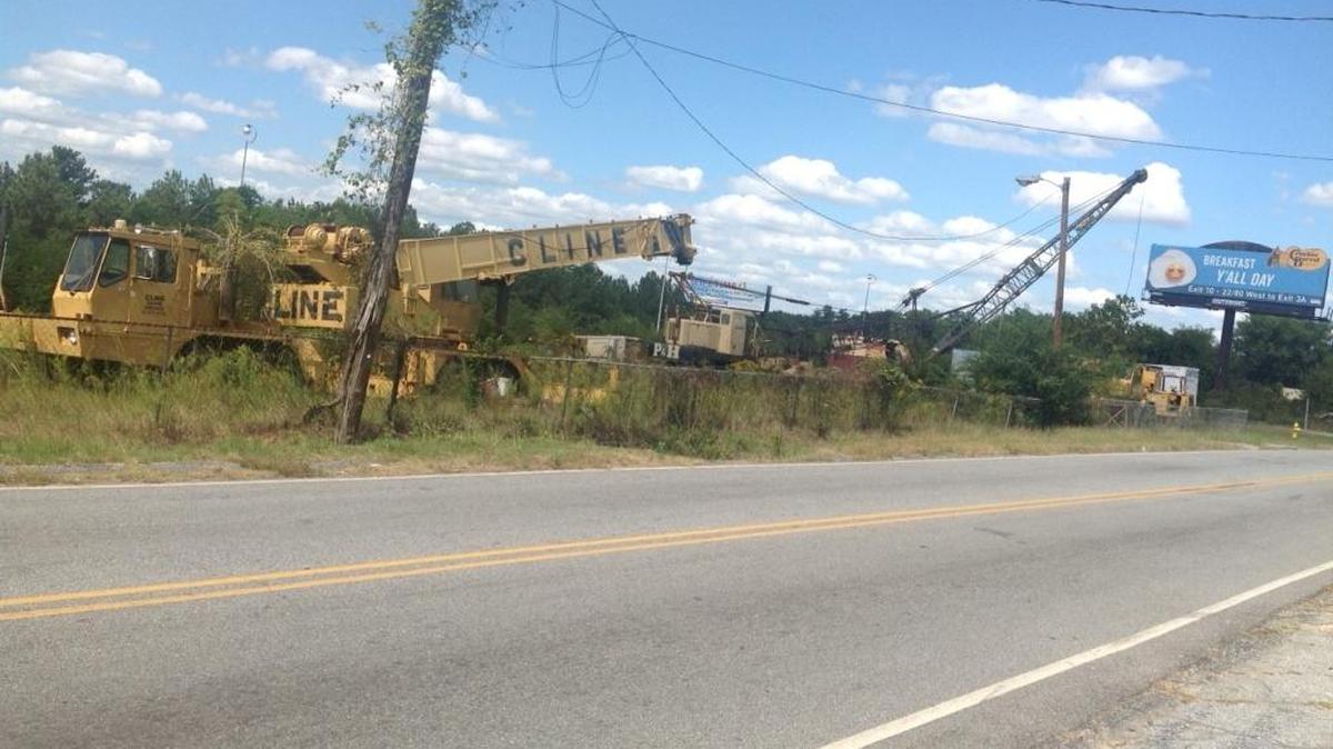 This is how the old steel cranes and other equipment cloud the landscape along Farr Road in Columbus. The city is looking into it.