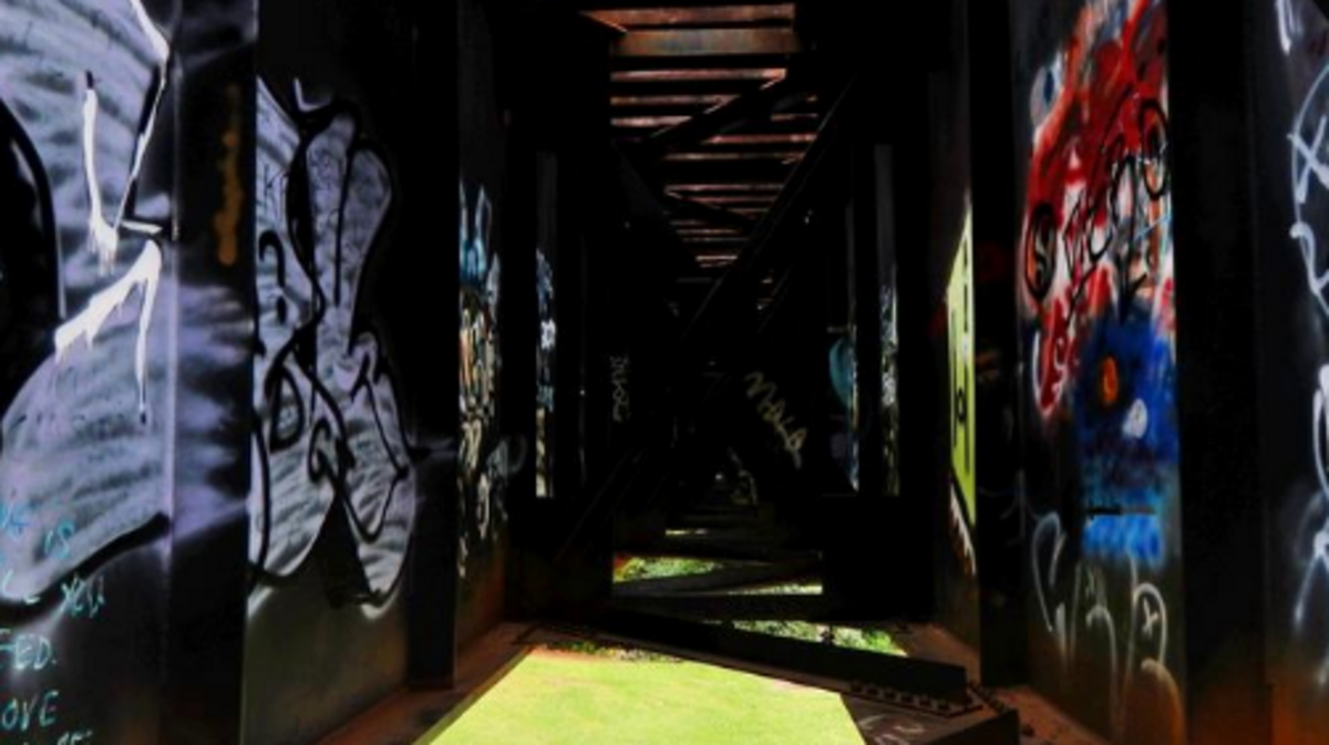 Graffiti inside the bridge, captured several years ago