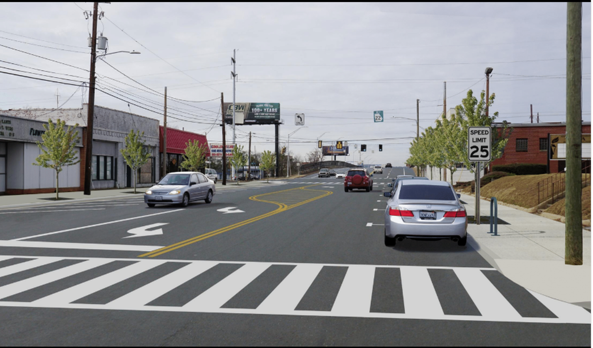 A mock-up design for what 13th Street would look like immediately after the DGOT’s re-striping and re-paving project.