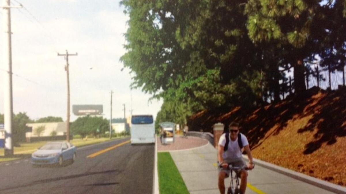 Rendering of what the new bike paths will look like on Linwood Boulevard.