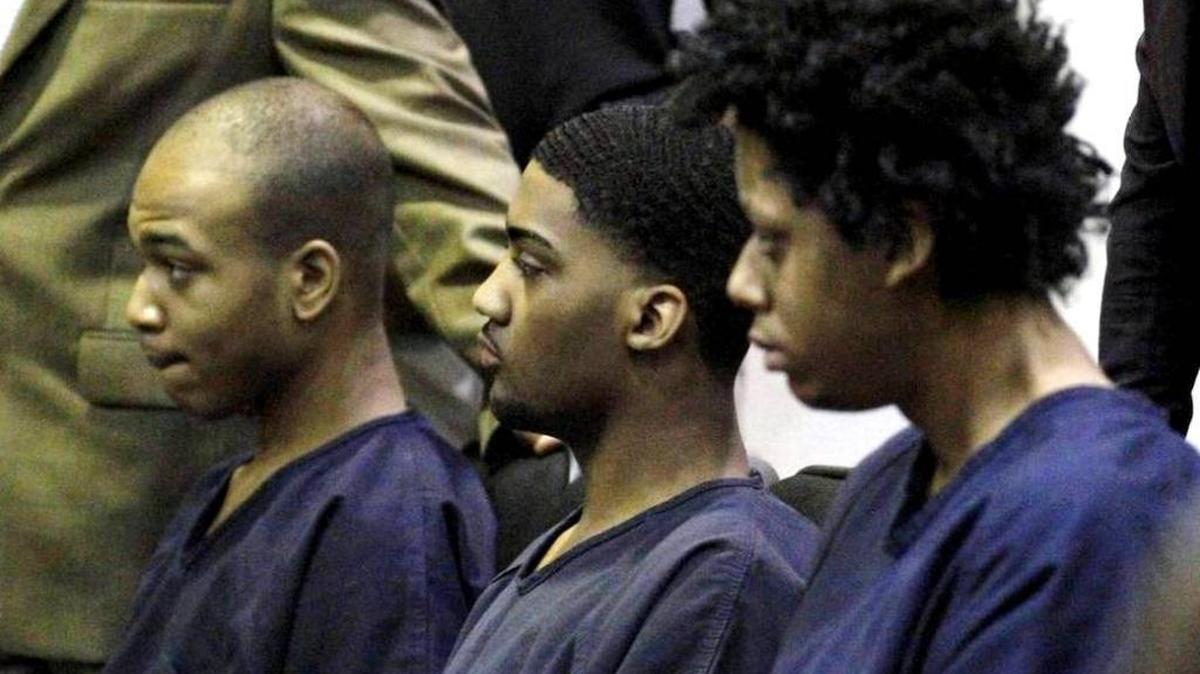 Charged in the 2016 slayings of a grandmother, son and granddaughter are (left-right) Jervarceay Tapley, Rufus Burks and Raheam Gibson.