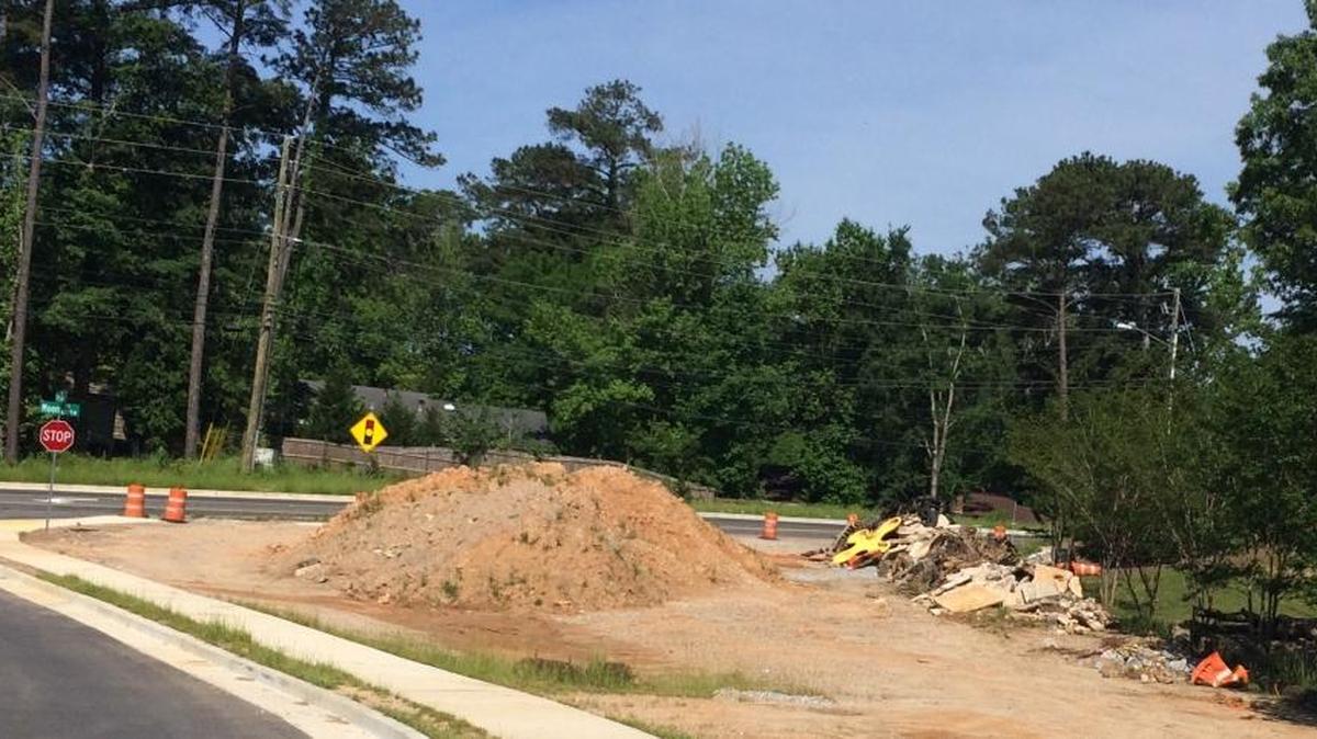 Construction debris left over from the Moon Road wodening project will eventually be removed.