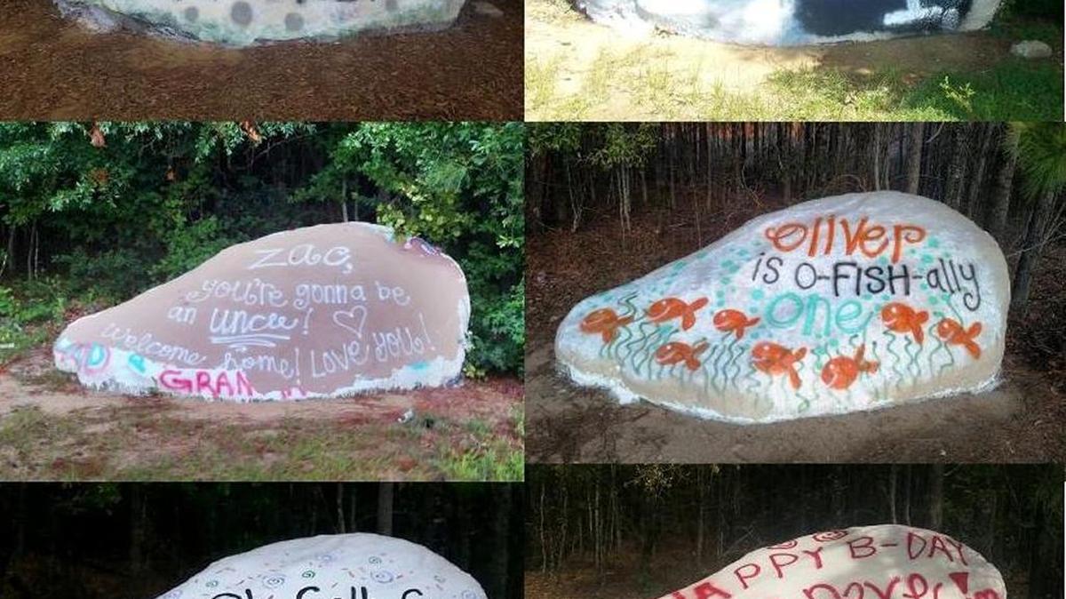 Some examples of painted rock faces.