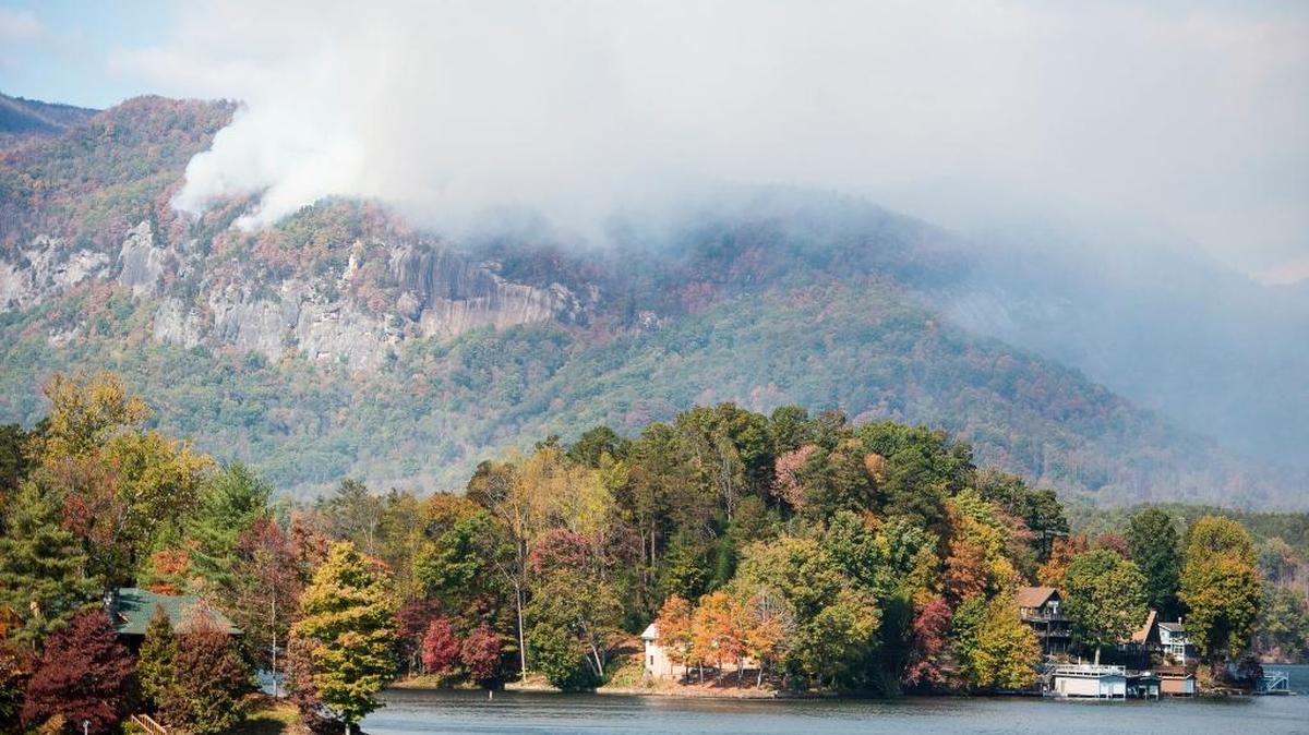 Smoke from the Party Rock fire near Lake Lure spreads as emergency services and the N.C. Forest Service work to contain the blaze Nov. 9 at Lake Lure, N.C. Unseasonably warm dry weather has deepened a drought that's igniting forest fires across the southeastern U.S.