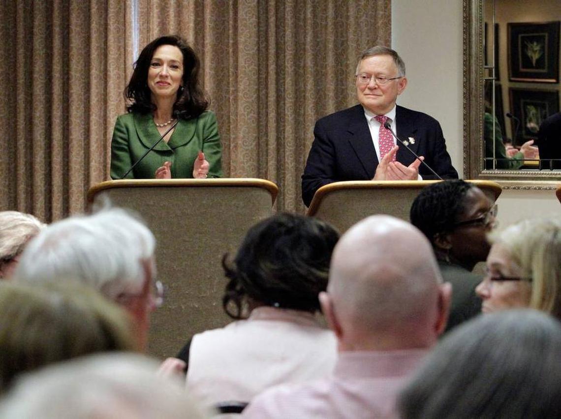 Mayor Teresa Tomlinson and former state Sen. Seth Harp debated the tax freeze referendum several times.