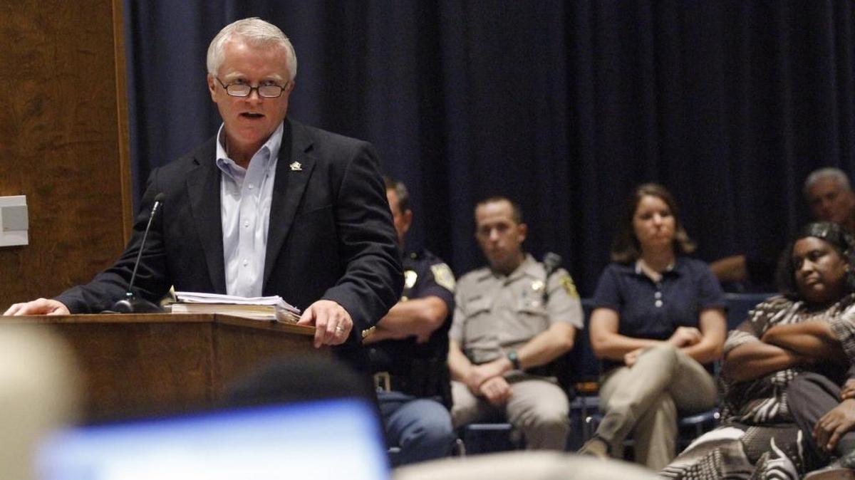 Former Muscogee County Sheriff’s Office Maj. Randy Robertson after announcing his run for the Georgia Senate.