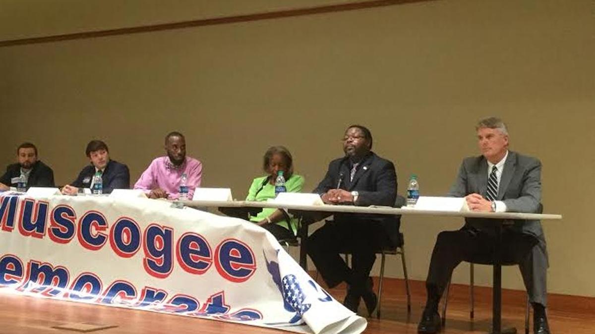 Candidates for Columbus Council answer questions at a forum sponsored by Muscogee County Democratic Party Thursday at Columbus Public Library.