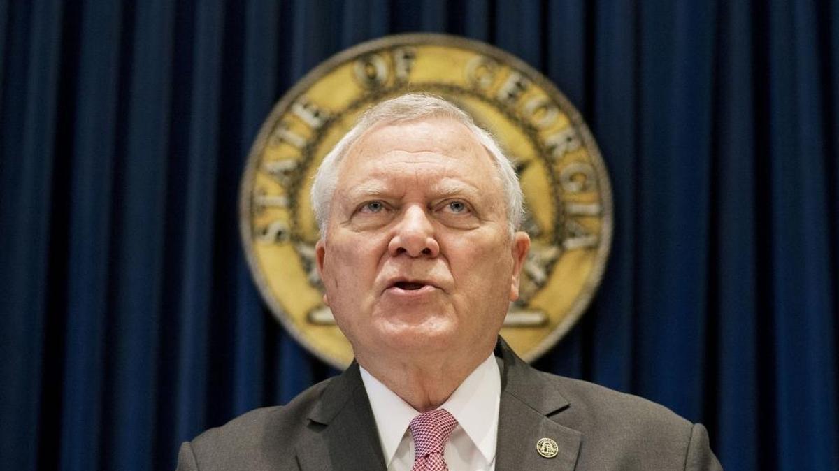 Georgia Gov. Nathan Deal speaks during a press conference to announce he has vetoed legislation allowing clergy to refuse performing gay marriage and protecting people who refuse to attend the ceremonies, in Atlanta.