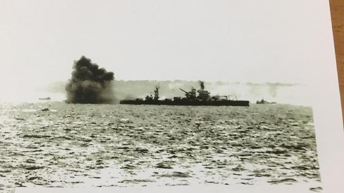 USS Arkansas during D-Day invasion