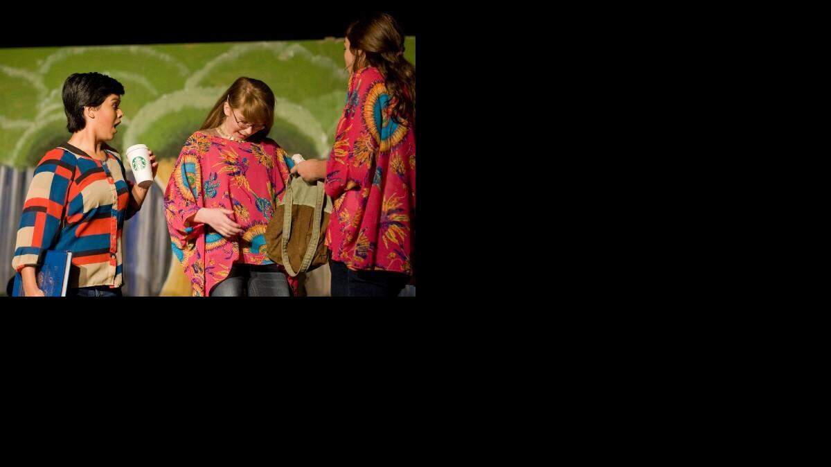 From left to right: Supushpa Mahadeo, Sydney Cardwell and Catherine Boyd perform in the play Really, Fern?, which will continue 7:30 p.m. Friday and Saturday at the Family Theatre,   2100 Hamilton Road.