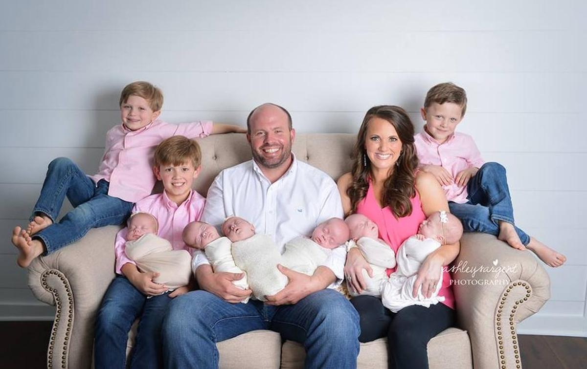 The family, all together at home.
