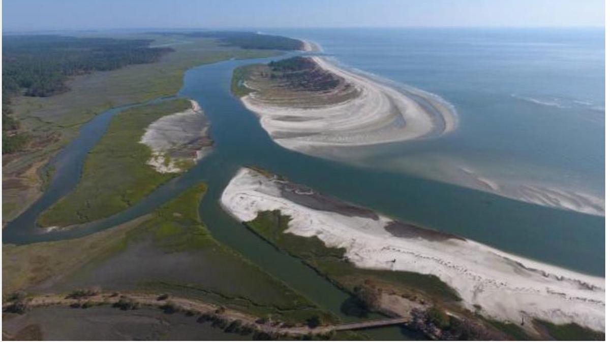A drone photo shows the new Little Blackbeard Island off the Georgia coast.