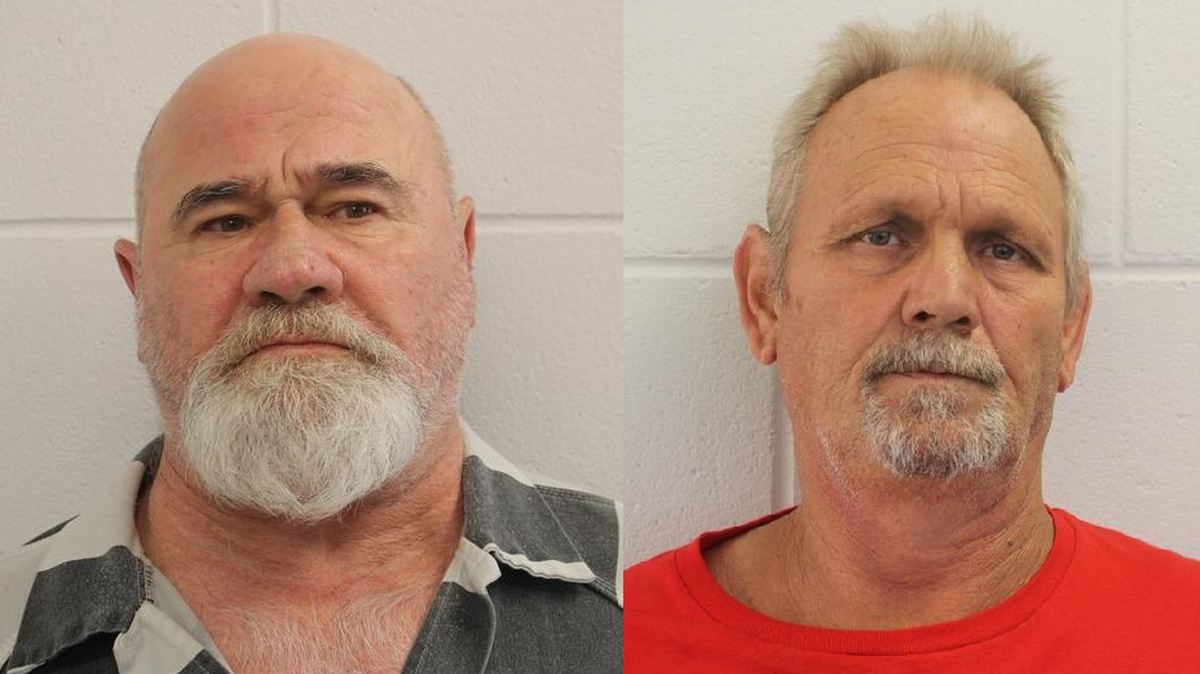 Frank Gebhardt (left) and William Moore, Sr. (right) appeared in Spalding County court Thursday morning. The two face murder charges in the 1983 killing of Timothy Coggins, a black man.