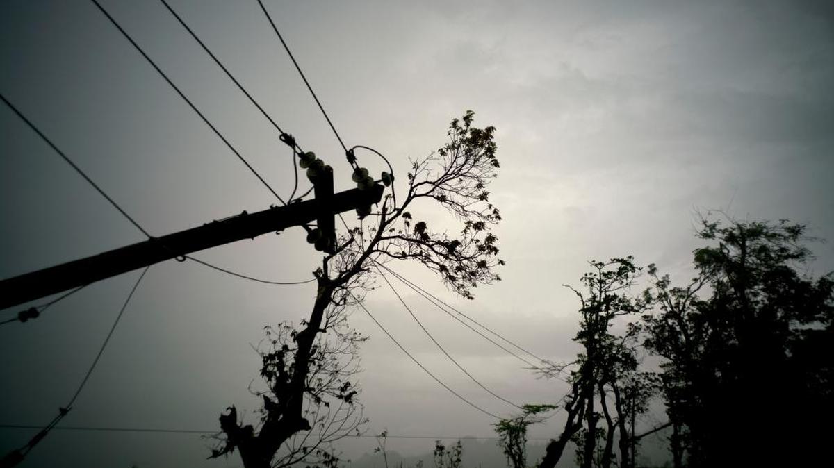 In this Monday, Oct. 16, 2017 photo, power lines lay broken after the passage of Hurricane Maria in Dorado, Puerto Rico.