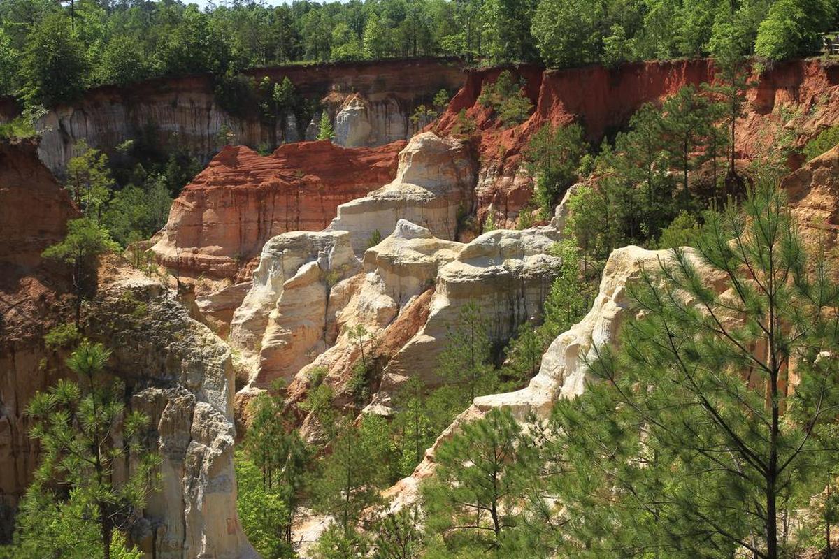 Spectacular Providence Canyon is near the town of Lumpkin in Stewart County, Georgia.
