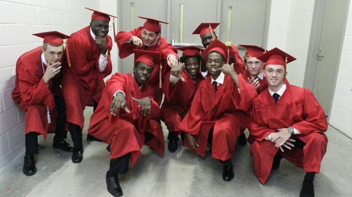 Members of the Hardaway High School graduating class of 2017 celebrate last year’s milestone.