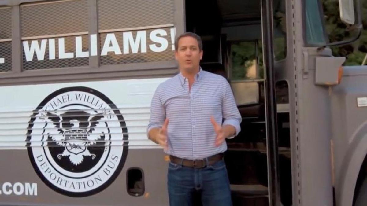 Michael Williams, a Republican candidate for governor of Georgia, has been touring the state in his “Deportation Bus.”