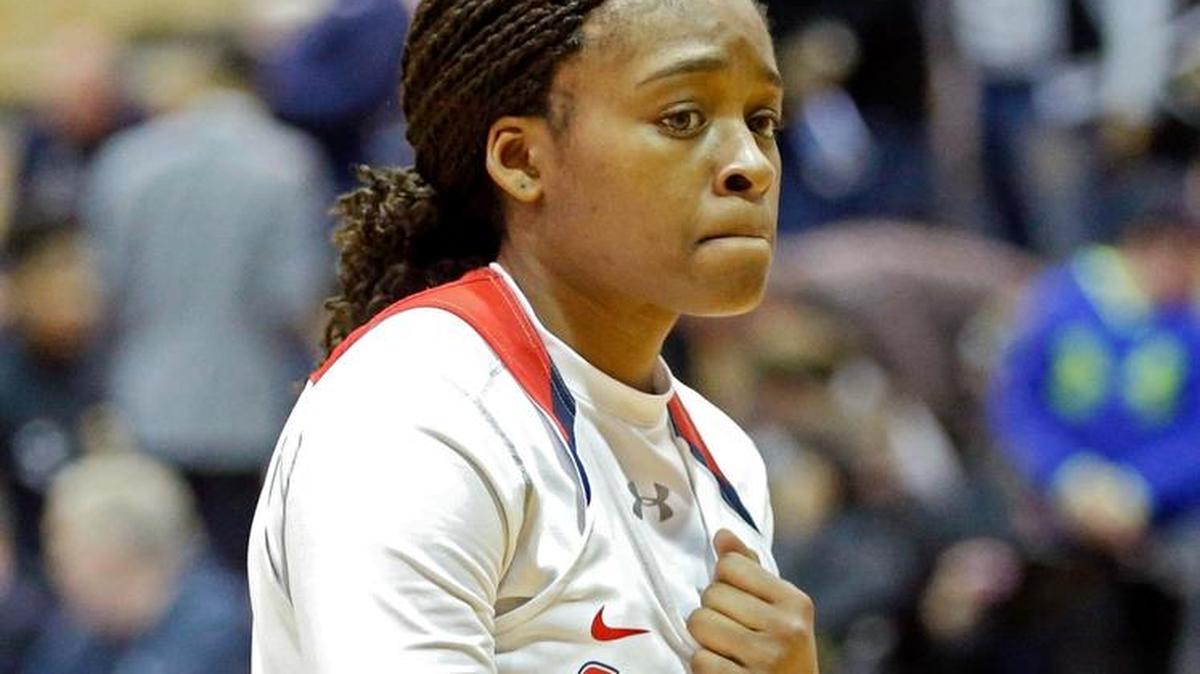 Eboni Williams (32) of Columbus State leaves the floor following a 78-73 loss to Virginia Union in an NCAA Division II Elite Eight basketball game at Ohio Dominican University's Alumni Hall in Columbus on Tuesday, March 21, 2017.
