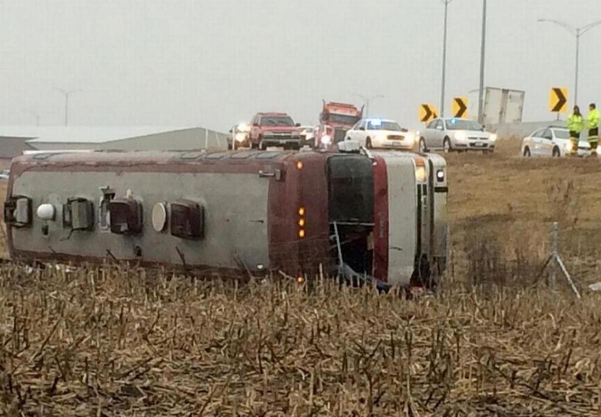 The Columbus Cottonmouths team charter bus crashed Jan. 19 on an Illinois interstate while traveling to Peoria, Ill. There were two serious injuries, and six ambulances and a school bus responded to take the injured to OSF Saint Francis Medical Center.