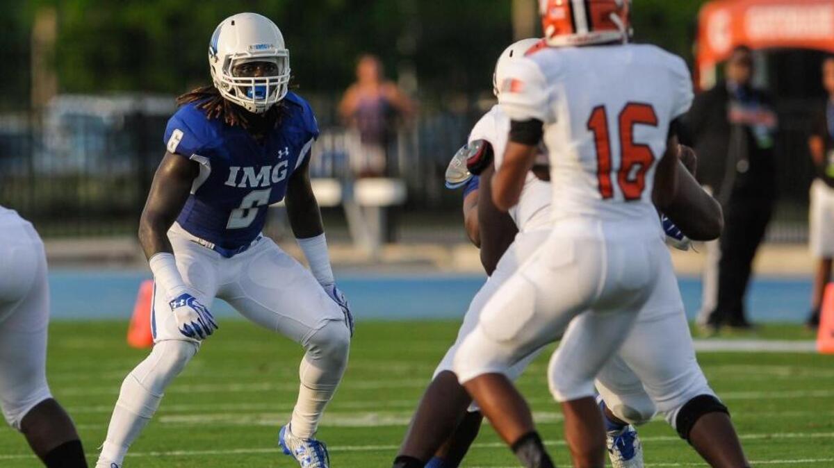 Top Alabama commit Dylan Moses plays in a 2016 game for IMG Academy in Bradenton, Fla.