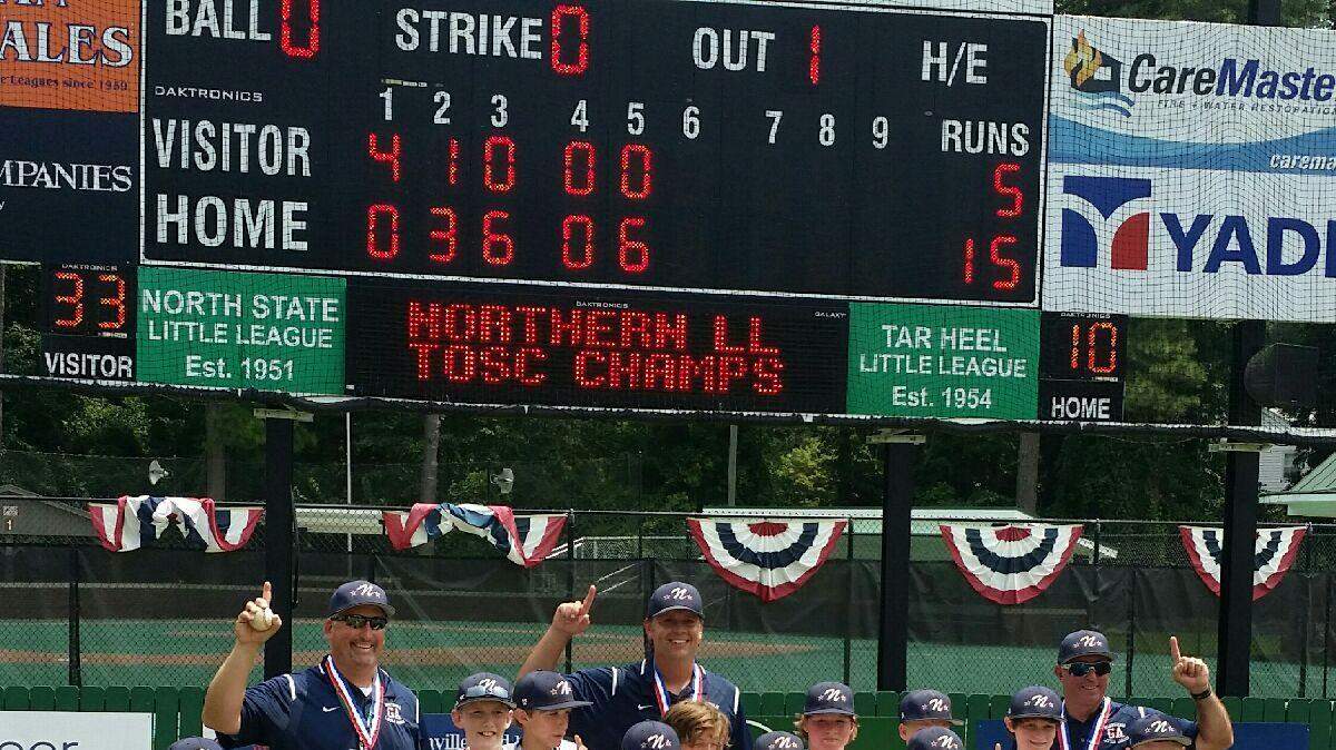The Northern 10-11 all-stars celebrate winning the championship in the Tournament of State Champions on Wednesday in Greenville, N.C.