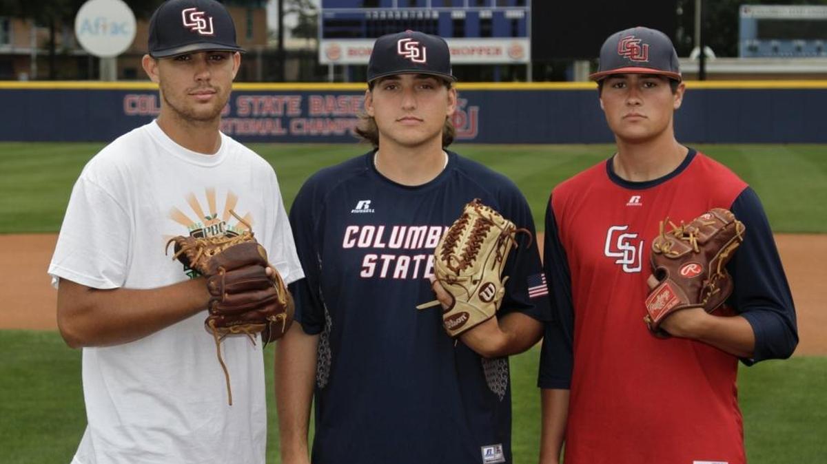 Columbus State starting pitchers, from left, Albert Harless, Luke Porter and Brandon Koehler will lead the Cougars in the Division II Southeast Regional tournament.
