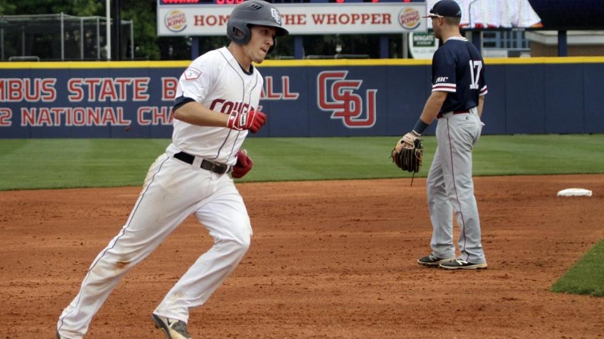 Columbus State’s Blake Edwards rounds third after hitting a two-run home run in the fourth inning against USC Aiken in NCAA Division II Southeast Regional play Saturday.
