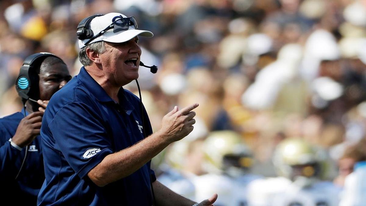 Georgia Tech head coach Paul Johnson stands on the sideline Saturday in the first half against Mercer in Atlanta.